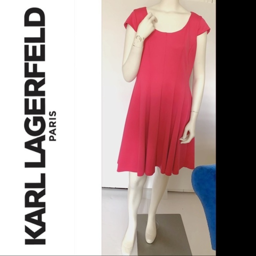 Karl Lagerfeld Paris Fuchsia Cap Sleeve Fit Flare